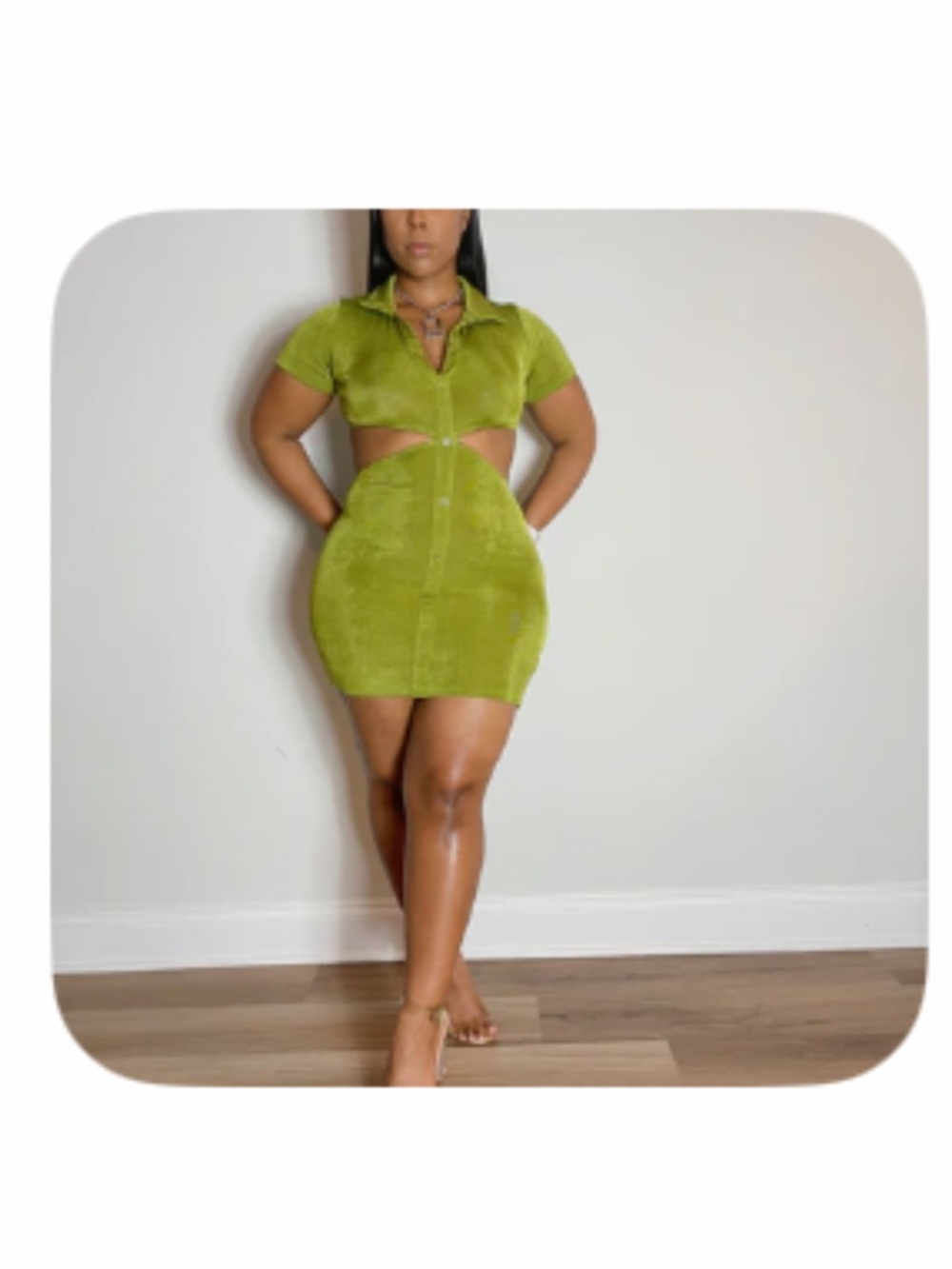 Olive Green Cutout Mini Skirt - Women